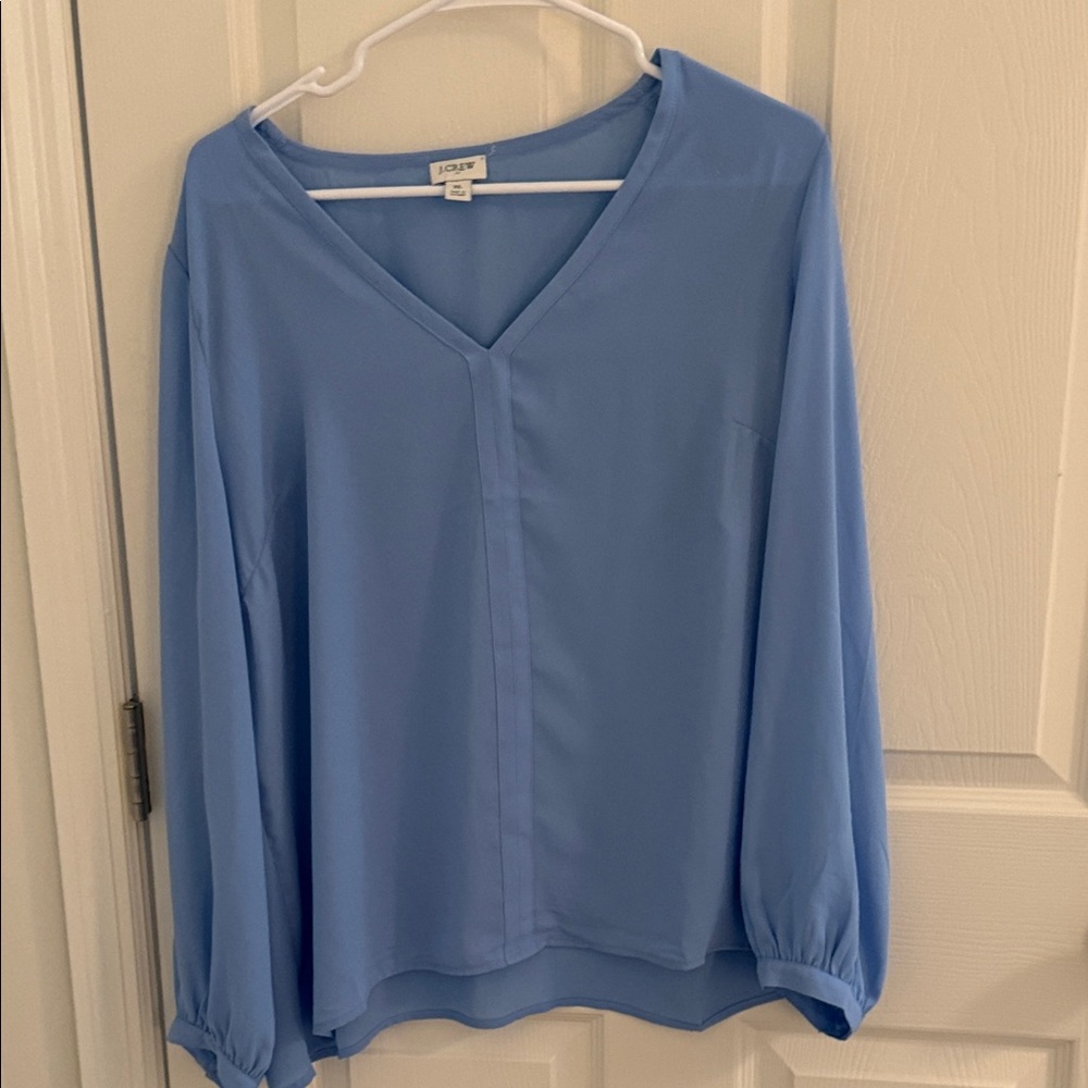 J. Crew Factory Blue V-Neck Blouse
